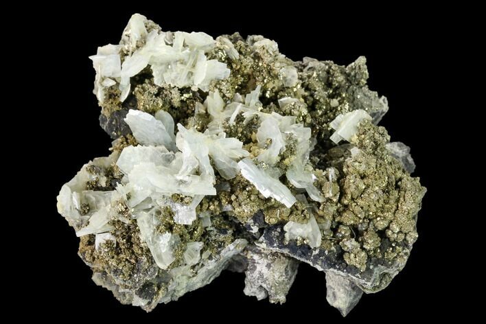 Bladed Barite Crystal Cluster with Quartz & Pyrite - Morocco #160139